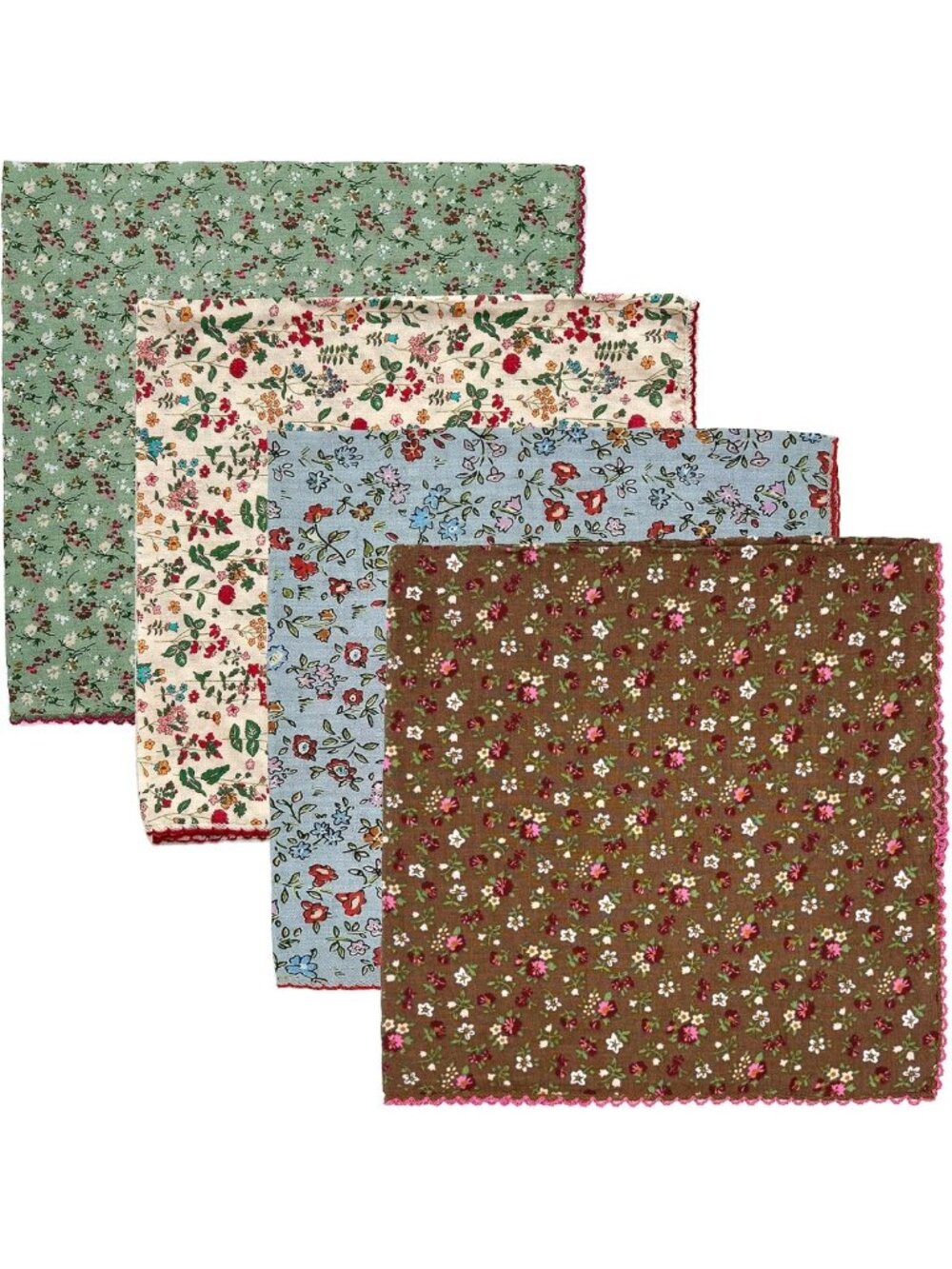 4 Pack Floral Printed Cotton Bandanas for Women - 21x21 Inch Head Scarves